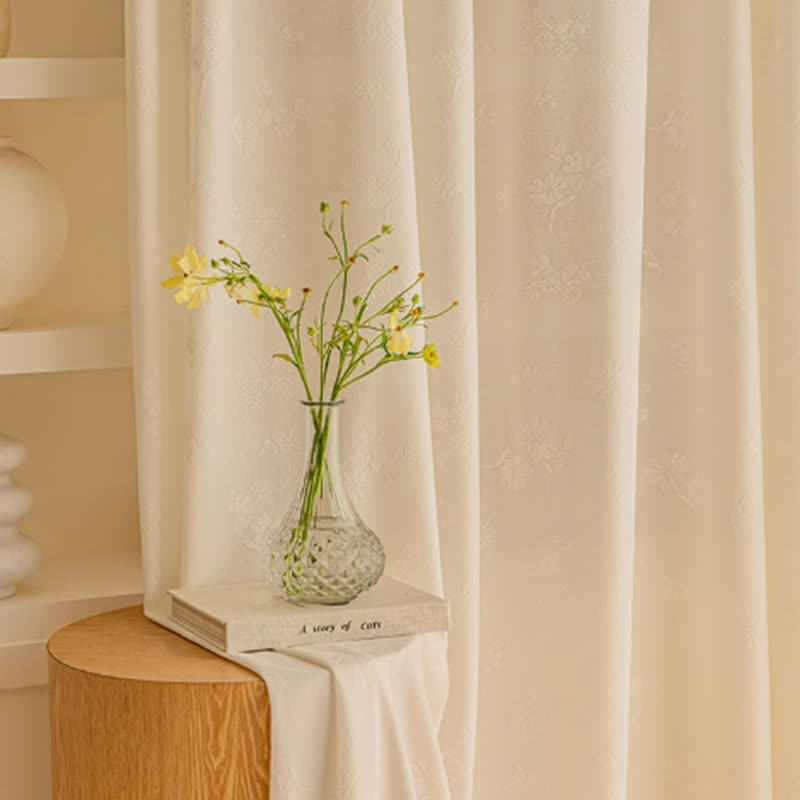 Jacquard Floral Sheer Curtain | Lightweight Polyester | 59"x107"