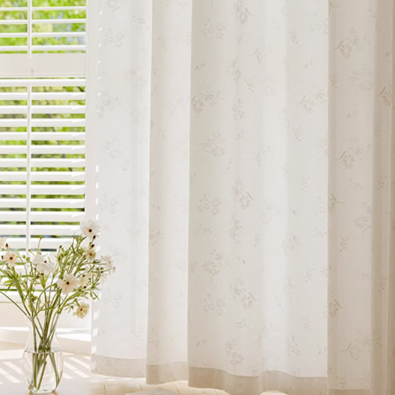 Jacquard Floral Sheer Curtain | Lightweight Polyester | 59"x107"