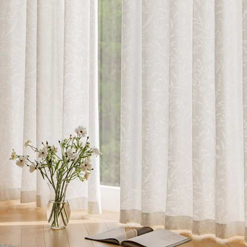 Jacquard Floral Sheer Curtain | Lightweight Polyester | 59"x107"