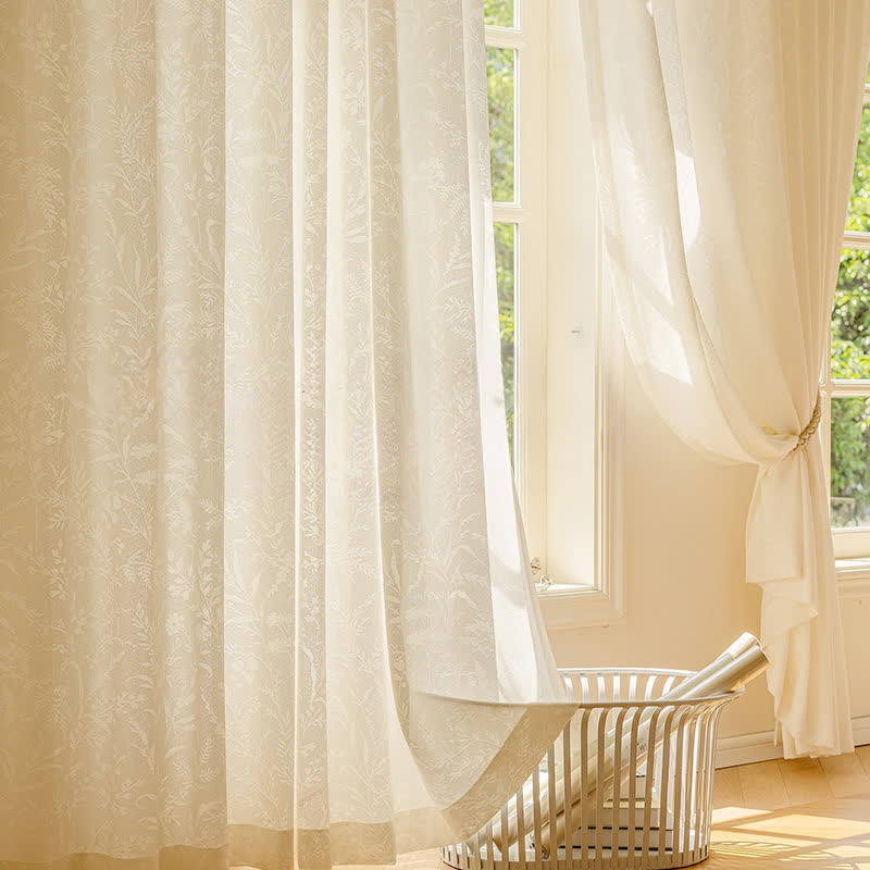 Jacquard Floral Sheer Curtain | Lightweight Polyester | 59"x107"