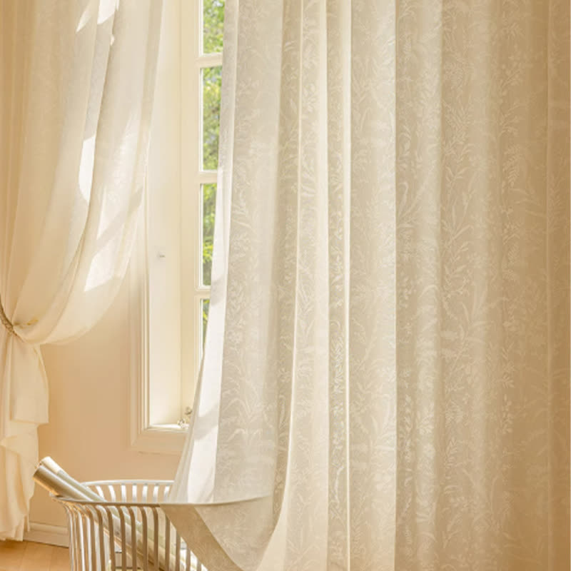 Jacquard Floral Sheer Curtain | Lightweight Polyester | 59"x107"