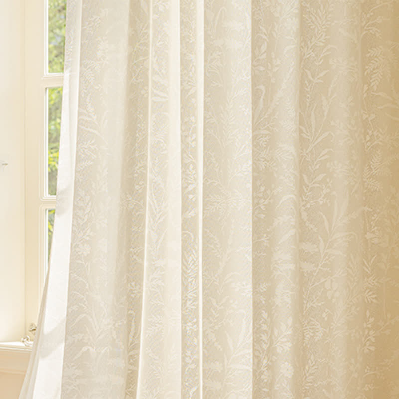 Jacquard Floral Sheer Curtain | Lightweight Polyester | 59"x107"