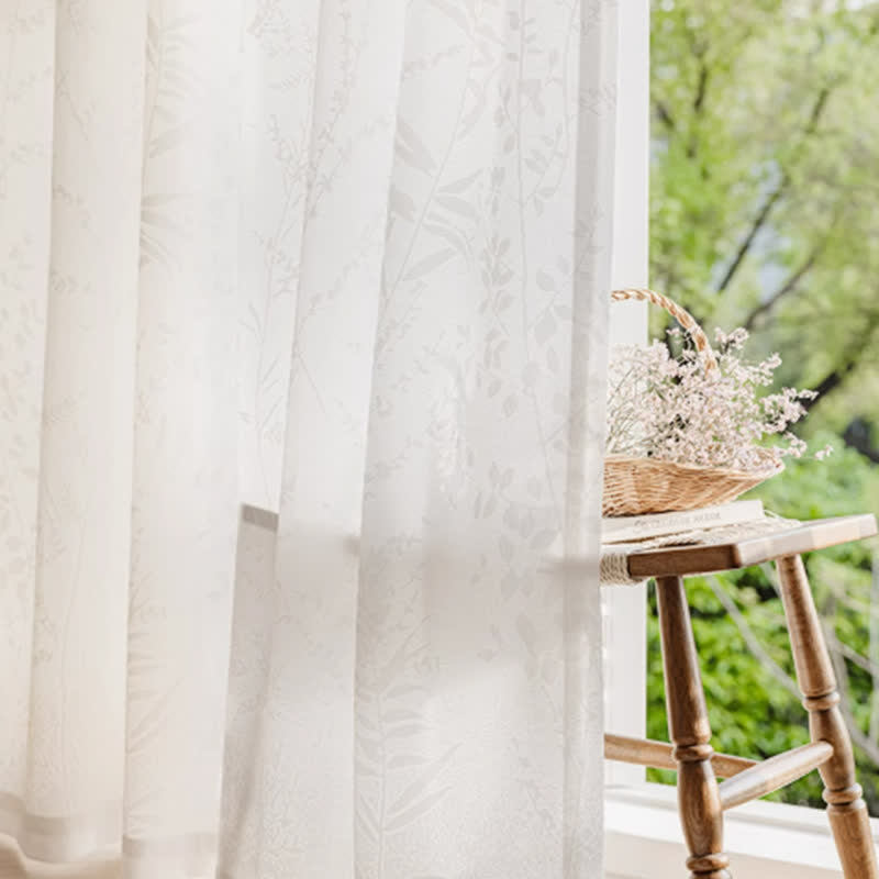 Jacquard Floral Sheer Curtain | Lightweight Polyester | 59"x107"