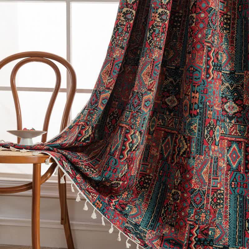 Jacquard Floral Semi-Blackout Curtain | Cotton-Linen Blend | 59"W x 63"L to 59"W x 118"L