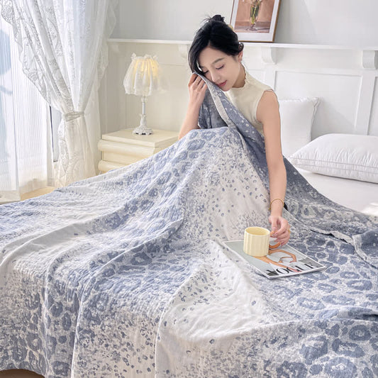 Leopard Print Cotton Gauze Quilt | Eco-Friendly 3-Layer Design | Available in Multiple Sizes