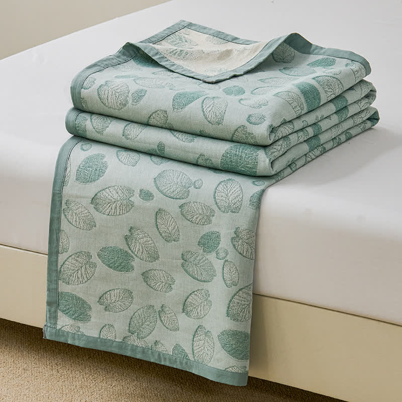 Lightweight Cotton Gauze Quilt | Eco-Friendly Leaf Pattern | Available in Full, Queen, King Sizes