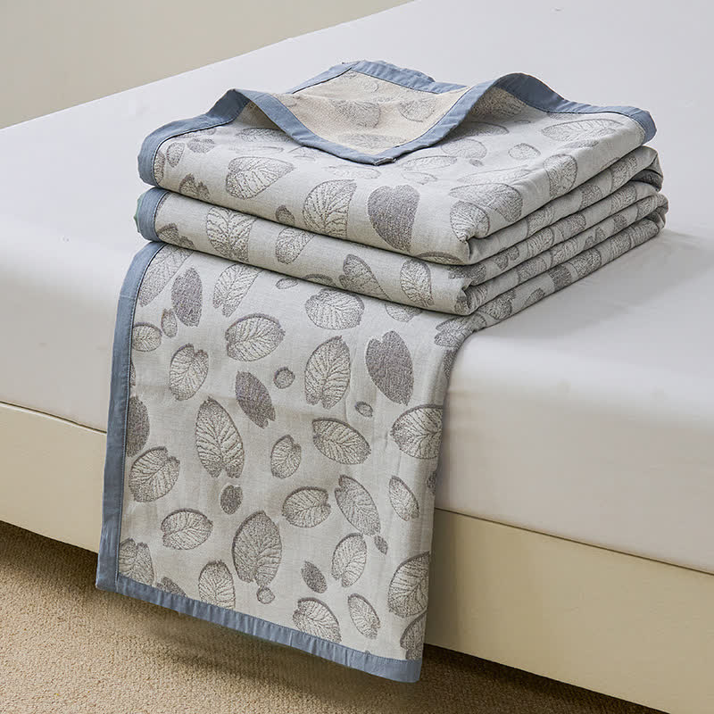Lightweight Cotton Gauze Quilt | Eco-Friendly Leaf Pattern | Available in Full, Queen, King Sizes