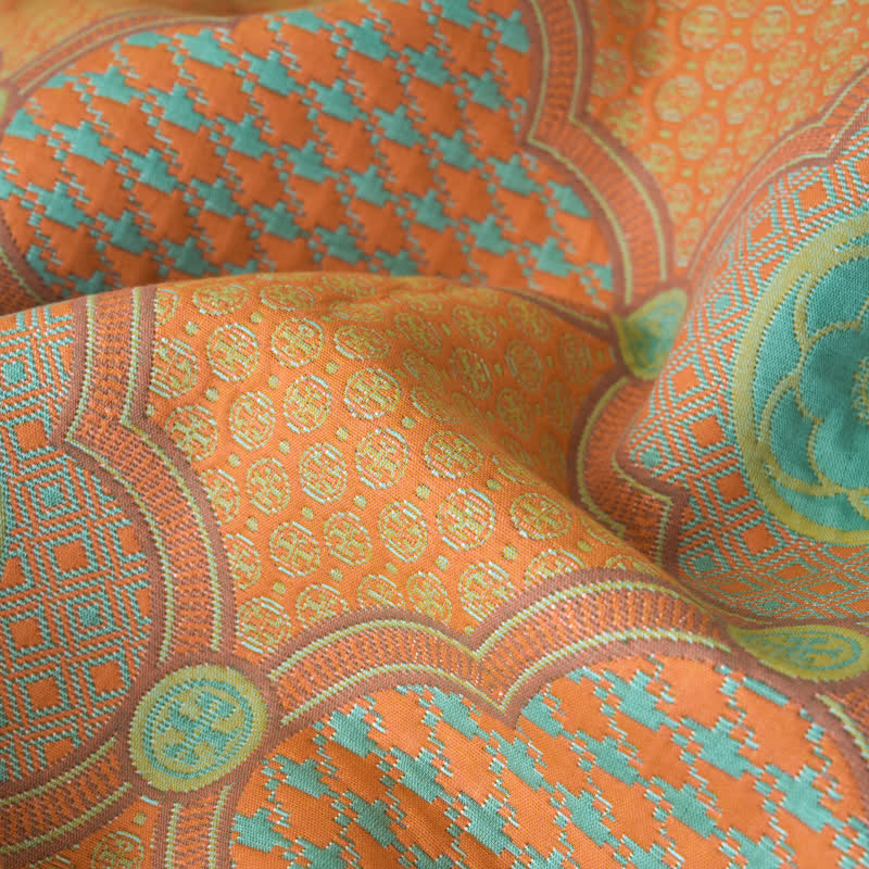 Reversible Vintage Cotton Gauze Blanket | Lightweight Jacquard | 59" x 79"