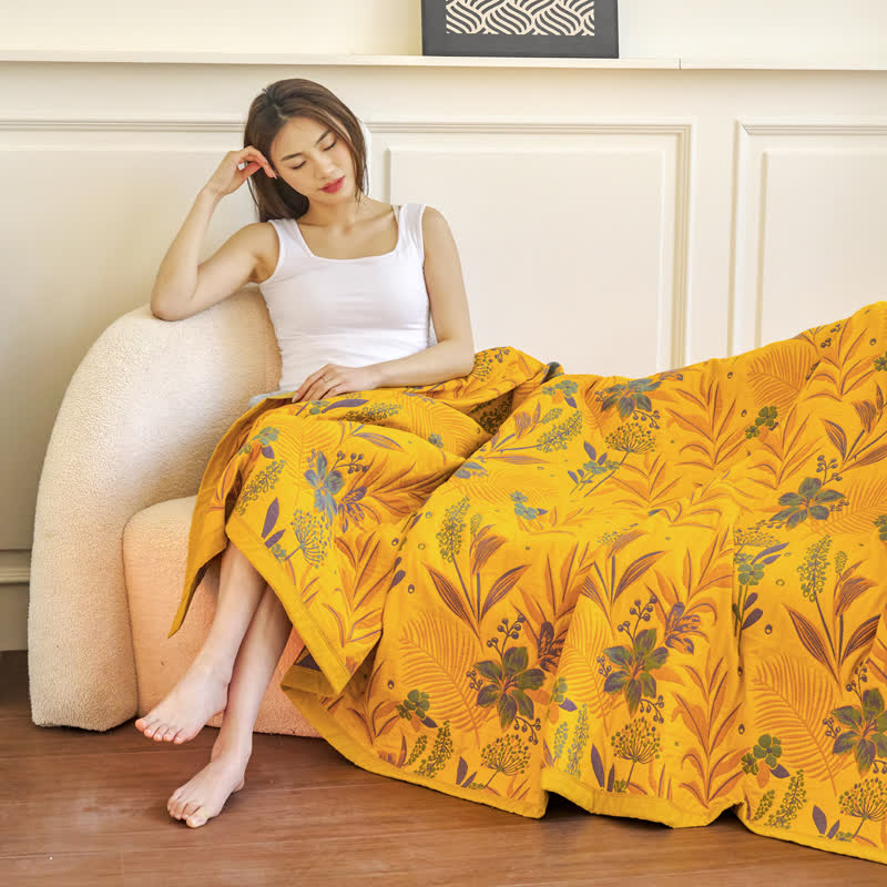 Cotton Gauze Floral Blanket | Soft & Lightweight | 59"x79"