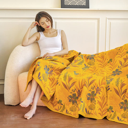 Cotton Gauze Floral Blanket | Soft & Lightweight | 59"x79"