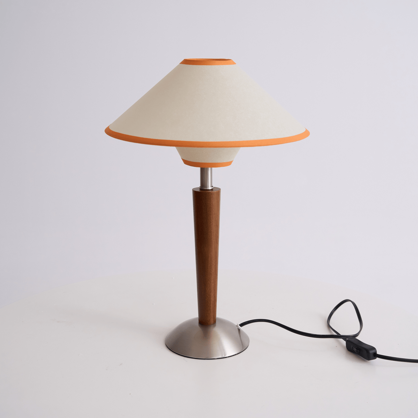 Talonwood Table Lamp | Walnut Wood & Fabric Shade | 30cm Diameter