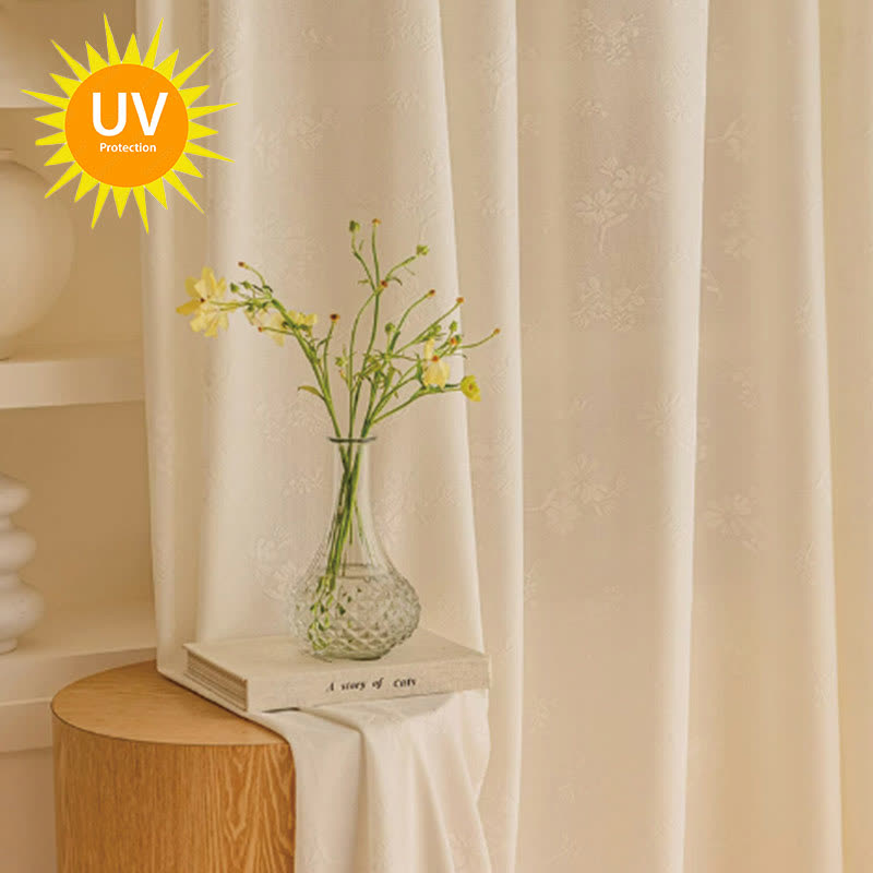 Jacquard Floral Sheer Curtain | Lightweight Polyester | 59"x107"