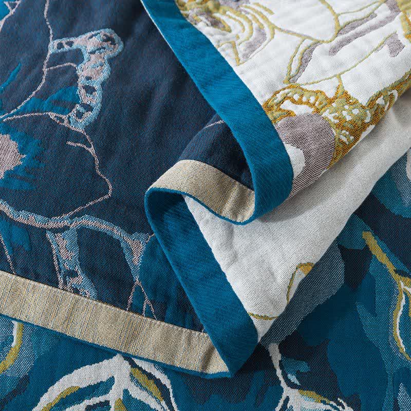 Cotton Jacquard Blanket | Intricate Peacock Design | 59"x79"