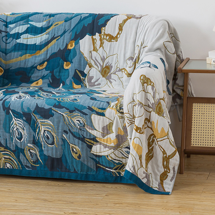 Cotton Jacquard Blanket | Intricate Peacock Design | 59"x79"