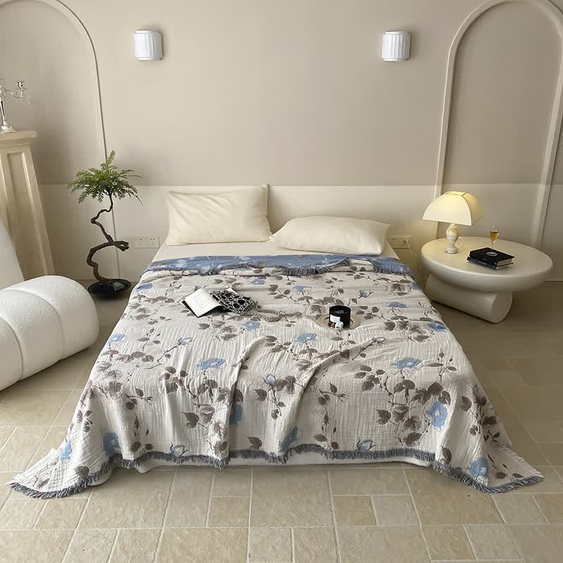 Cotton Gauze Quilt | Lightweight & Breathable | Full/Queen Size with Tassel Trim