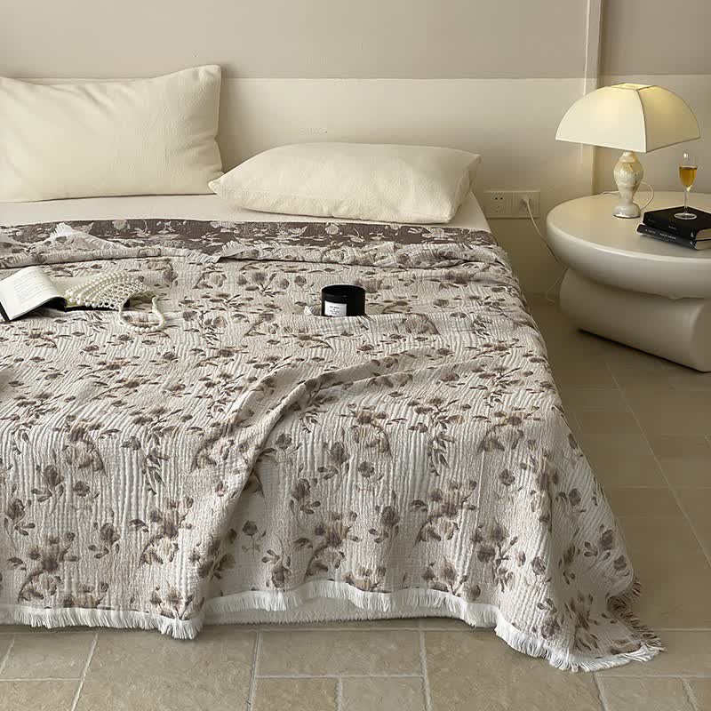 Floral Reversible Quilt | 100% Cotton Gauze | Full/Queen Size