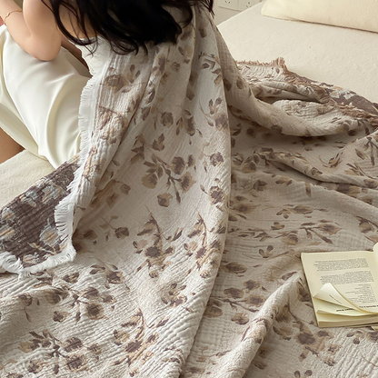 Floral Reversible Quilt | 100% Cotton Gauze | Full/Queen Size