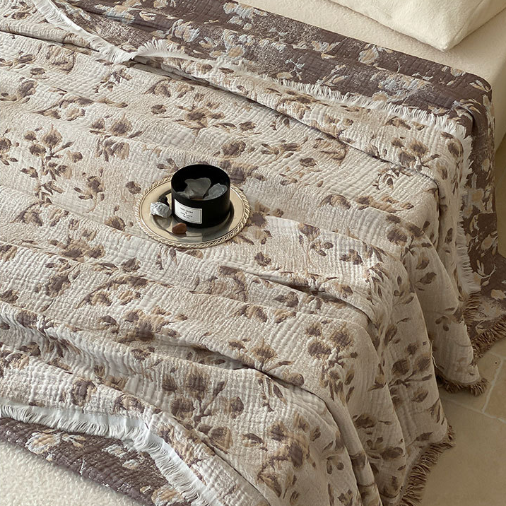 Floral Reversible Quilt | 100% Cotton Gauze | Full/Queen Size
