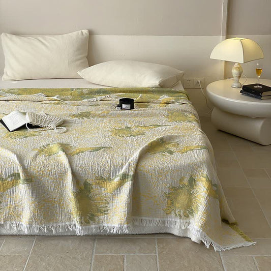 Reversible Cotton Gauze Quilt | Floral Motifs | Full/Queen Size
