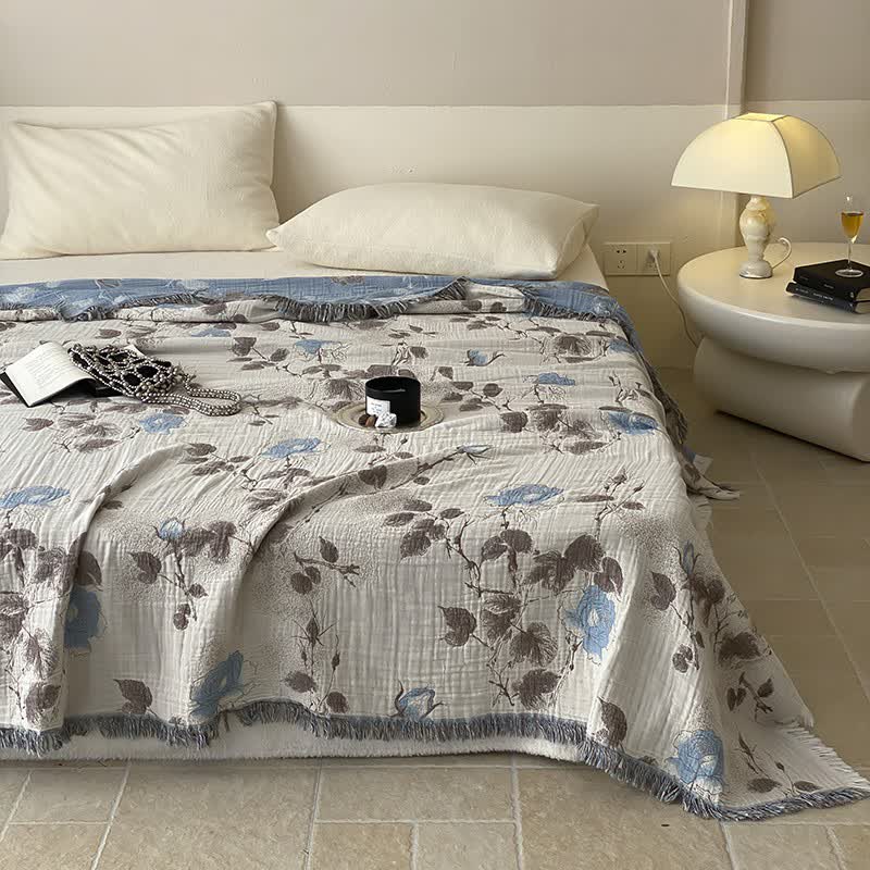 Cotton Gauze Quilt | Lightweight & Breathable | Full/Queen Size with Tassel Trim