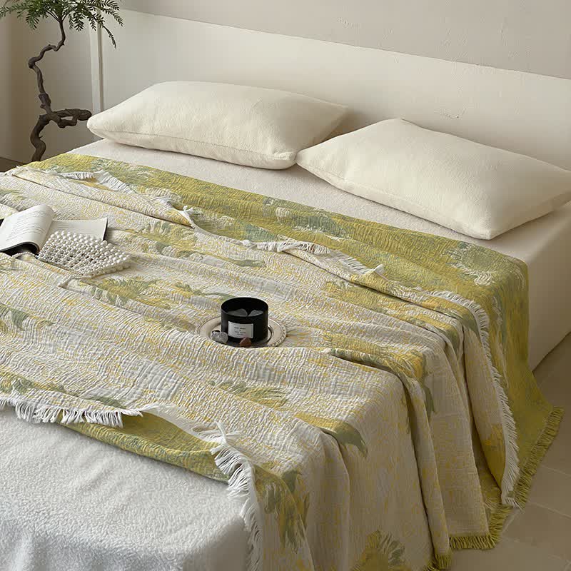 Reversible Cotton Gauze Quilt | Floral Motifs | Full/Queen Size