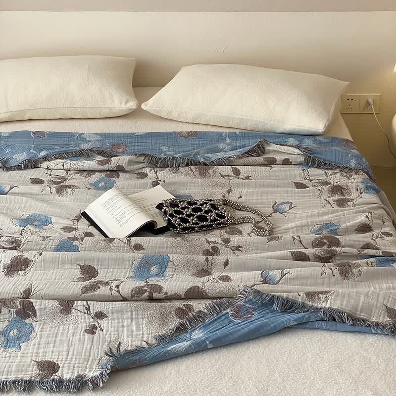 Cotton Gauze Quilt | Lightweight & Breathable | Full/Queen Size with Tassel Trim