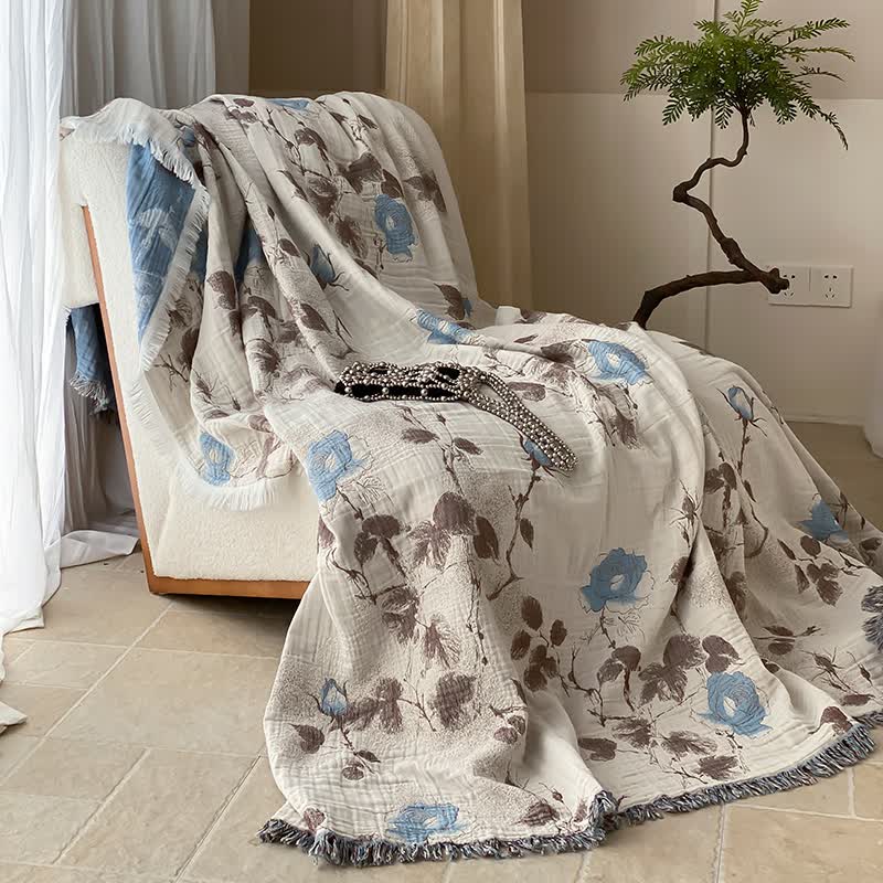 Cotton Gauze Quilt | Lightweight & Breathable | Full/Queen Size with Tassel Trim