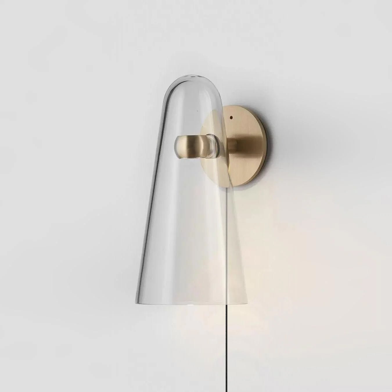 Conical Glass Wall Lamp | Iron, Metal & Glass | Gold, Nickel, Black Finishes