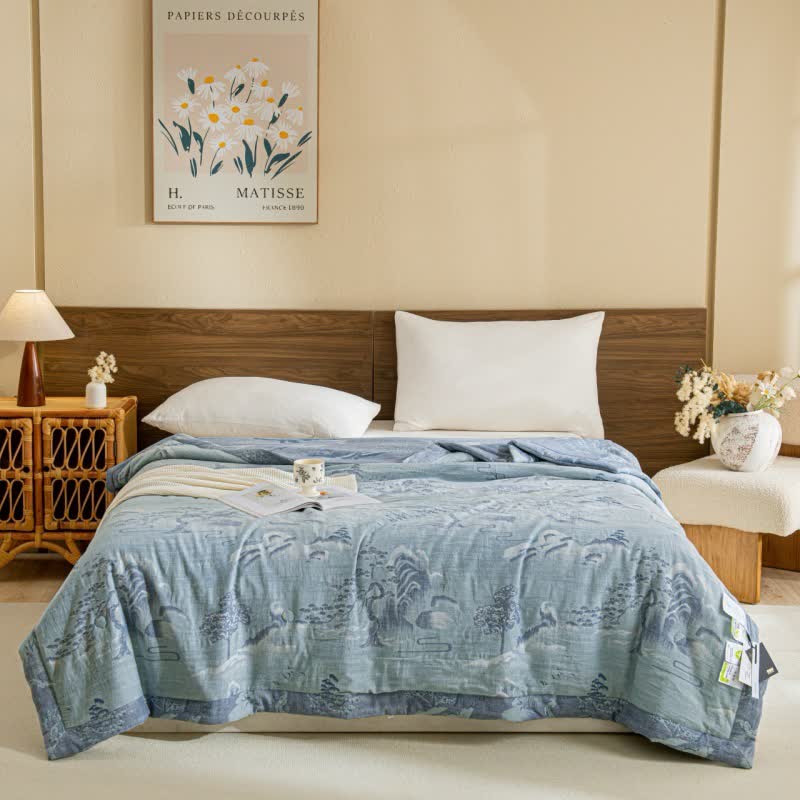 Landscape Cotton Gauze Quilt | Breathable & Soft | Full/Queen Size