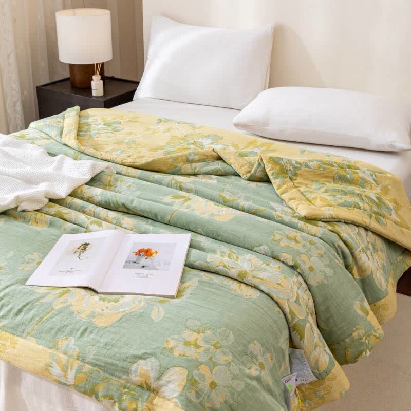Cotton Gauze Quilt | Floral Jacquard Pattern | Full/Queen Size