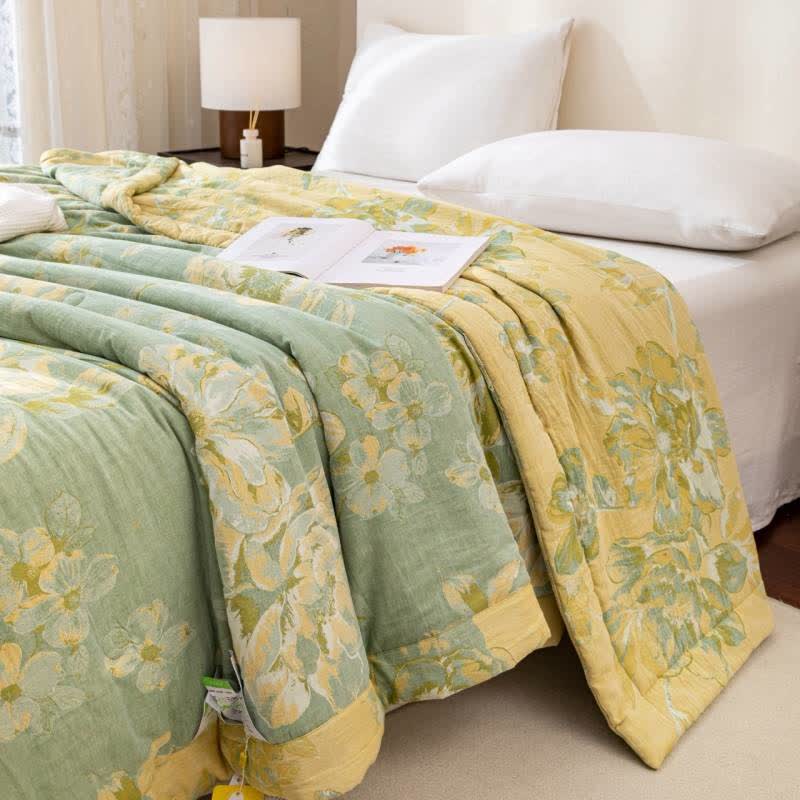 Cotton Gauze Quilt | Floral Jacquard Pattern | Full/Queen Size