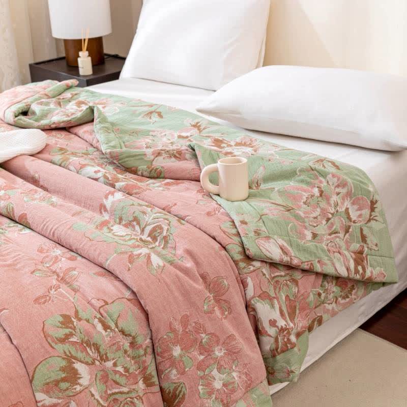 Cotton Gauze Quilt | Floral Jacquard Pattern | Full/Queen Size