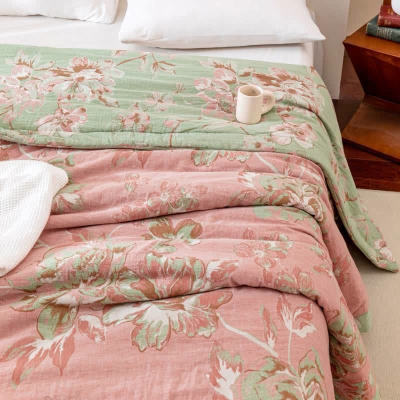 Cotton Gauze Quilt | Floral Jacquard Pattern | Full/Queen Size