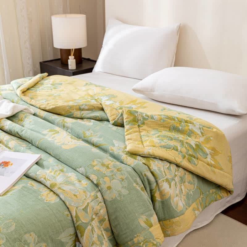 Cotton Gauze Quilt | Floral Jacquard Pattern | Full/Queen Size