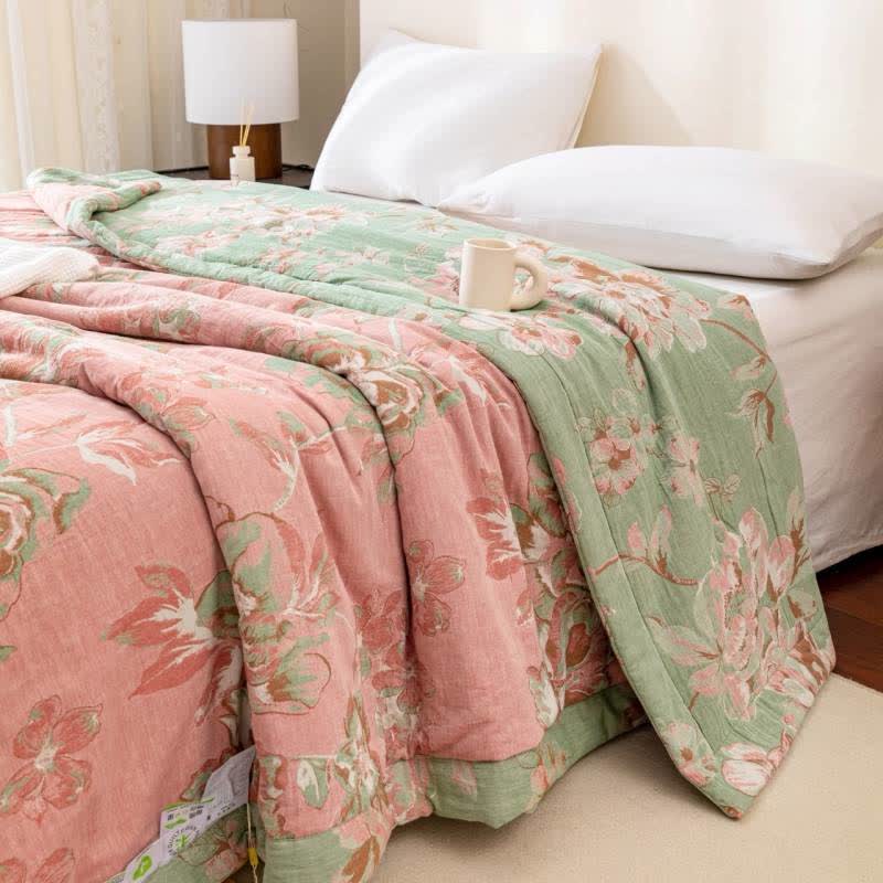 Cotton Gauze Quilt | Floral Jacquard Pattern | Full/Queen Size