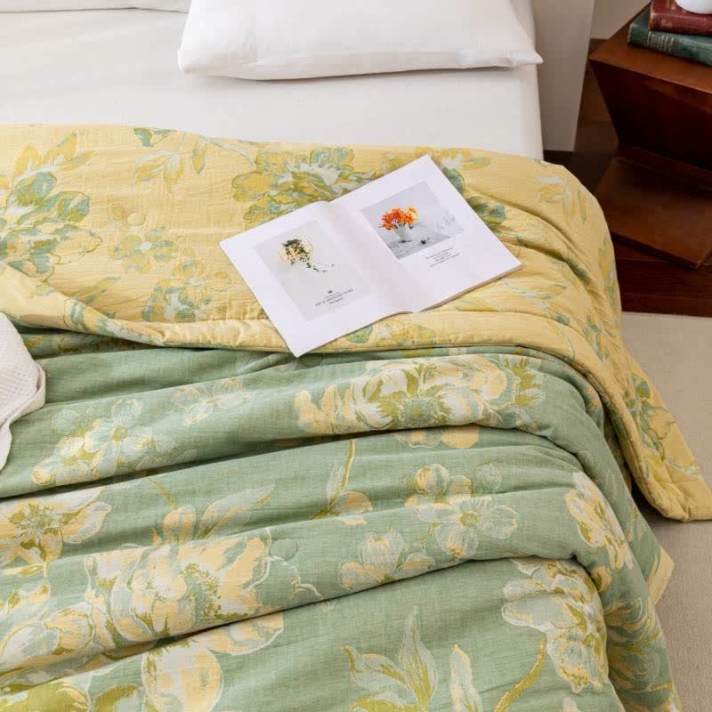 Cotton Gauze Quilt | Floral Jacquard Pattern | Full/Queen Size