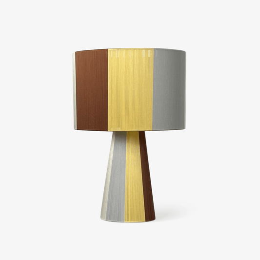 Fabric Table Lamp | Patchwork Design | Brown, Yellow, Gray