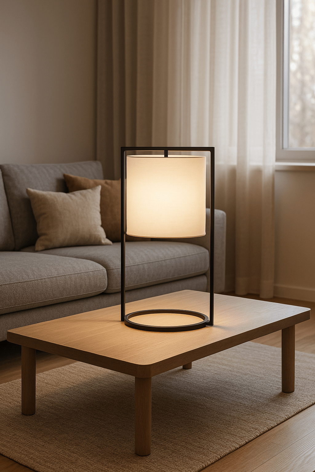 Mirage Frame Table Lamp | Metal, Fabric | Black, White