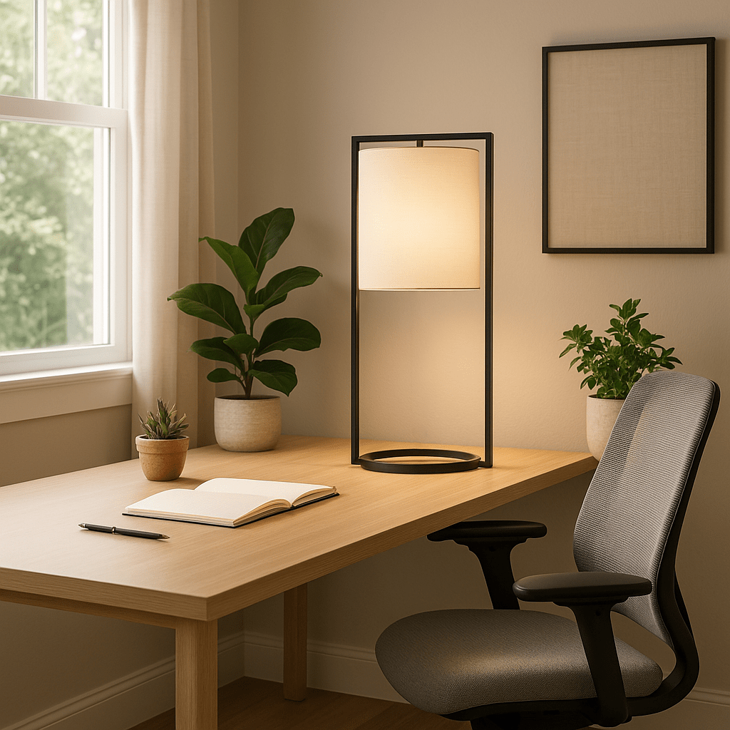 Mirage Frame Table Lamp | Metal, Fabric | Black, White