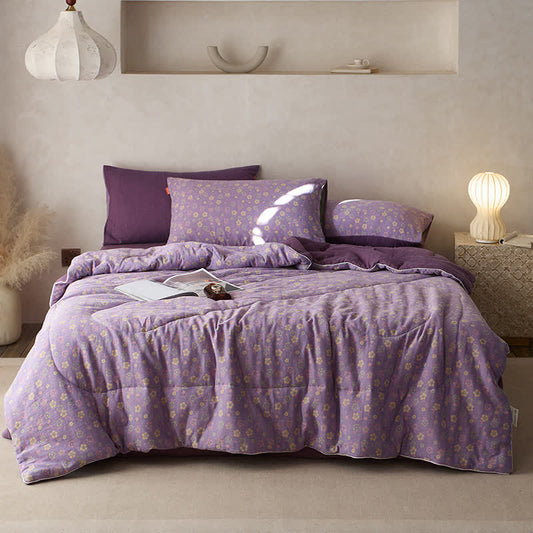 Cotton Gauze Bedding Set | Floral Print | 4-Piece
