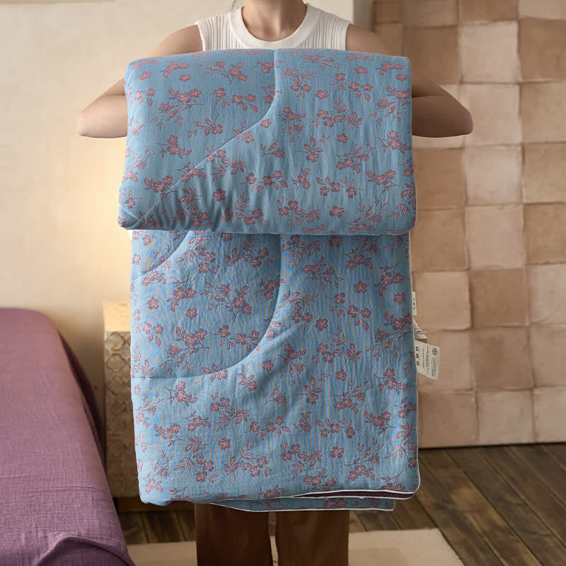 Cotton Gauze Floral Bedding Set | Soft & Breathable | 4 Pieces