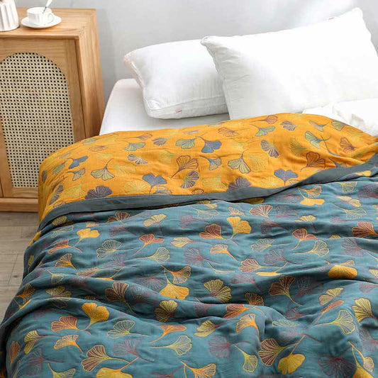 Ginkgo Leaf Quilt | 100% Combed Cotton | Reversible | Full/Queen/King Sizes