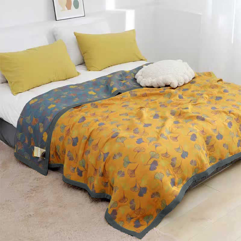 Ginkgo Leaf Quilt | 100% Combed Cotton | Reversible | Full/Queen/King Sizes