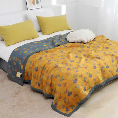 Ginkgo Leaf Quilt | 100% Combed Cotton | Reversible | Full/Queen/King Sizes