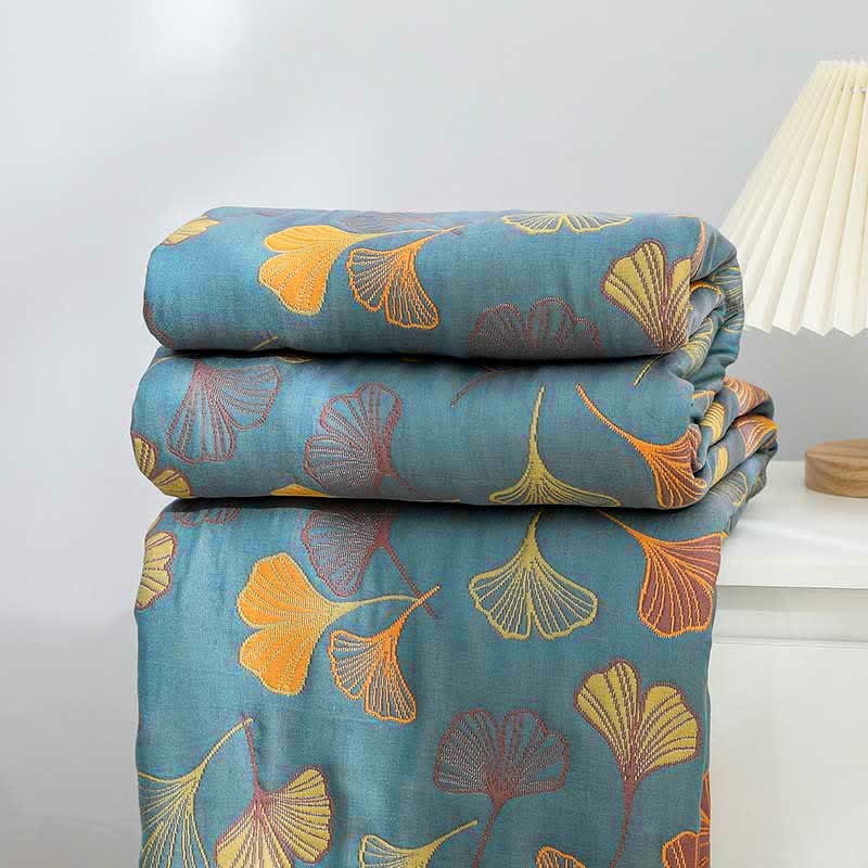 Ginkgo Leaf Quilt | 100% Combed Cotton | Reversible | Full/Queen/King Sizes