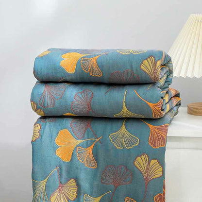 Ginkgo Leaf Quilt | 100% Combed Cotton | Reversible | Full/Queen/King Sizes