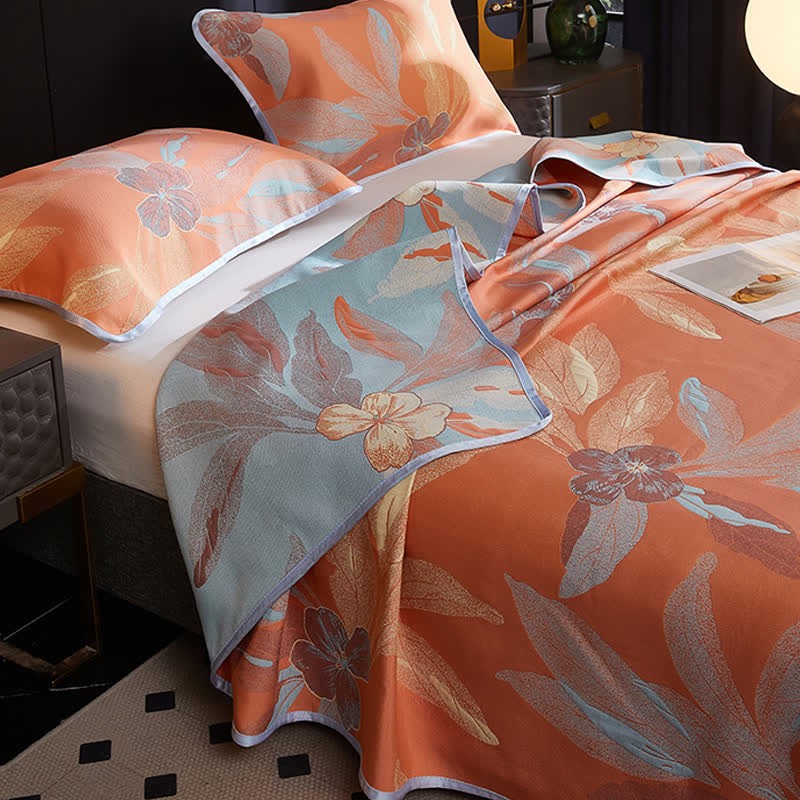 Jacquard Leaf Reversible Coverlet | Breathable Lyocell & Cotton | Twin, Full, Queen, King Sizes