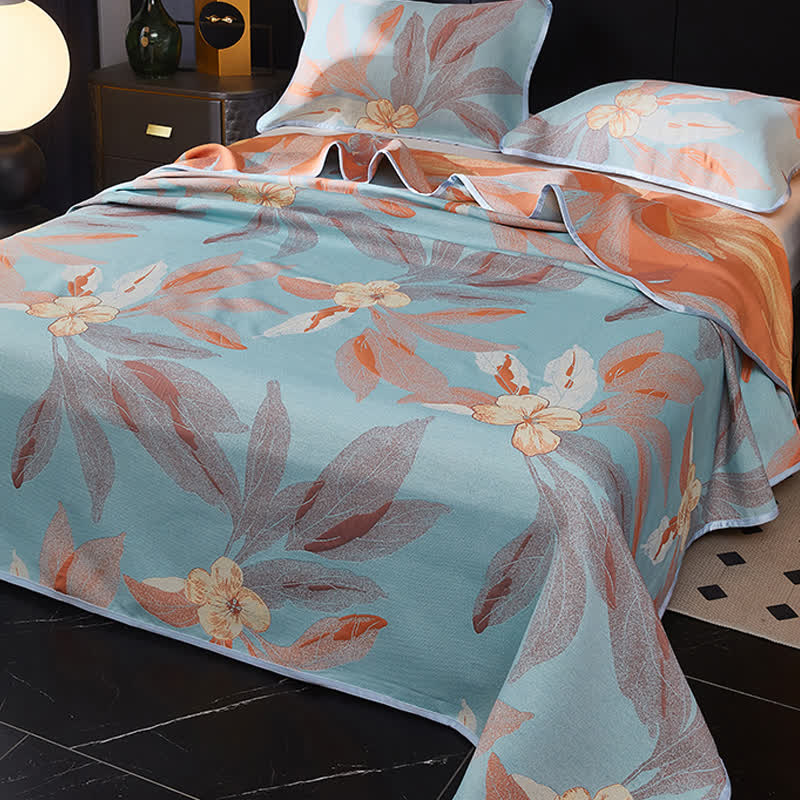 Jacquard Leaf Reversible Coverlet | Breathable Lyocell & Cotton | Twin, Full, Queen, King Sizes