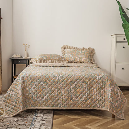 Vintage Bedding Set | Lyocell Fiber Quilted | Queen Size, 1 Quilt + 2 Pillowcases