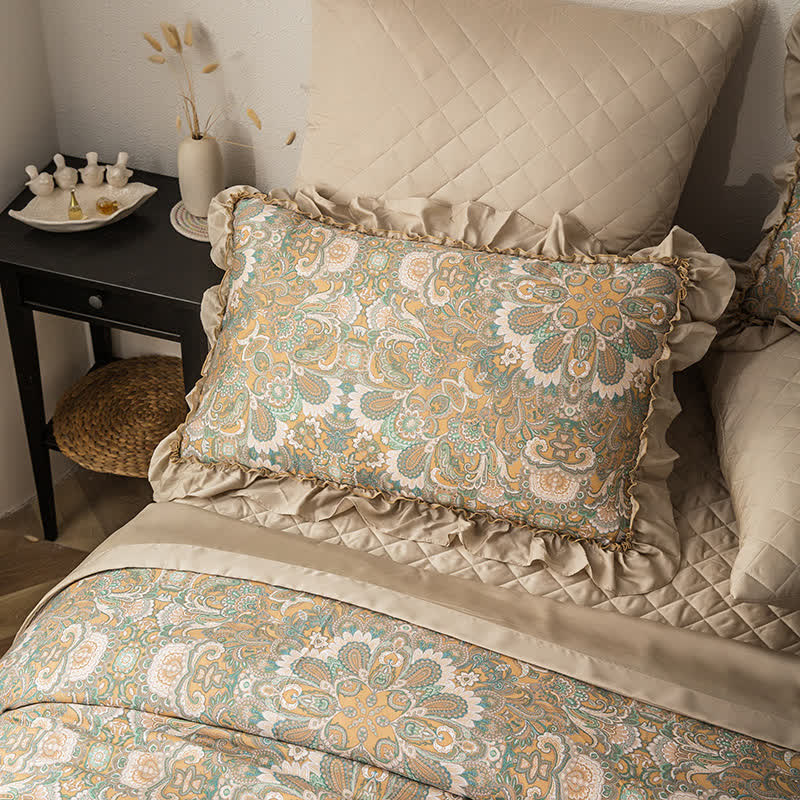 Vintage Bedding Set | Lyocell Fiber Quilted | Queen Size, 1 Quilt + 2 Pillowcases
